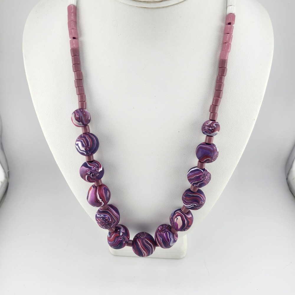 Purple Swirl Bead Necklace Costume Jewelry‎ Statement Fashion Accessory